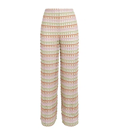 Veronica Beard Womens Deep Ochre Dove Multi Fatima Wide-leg Crochet-knit Trousers