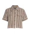 Veronica Beard Bouvier Cropped Striped Knitted Shirt In Brown