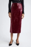 Veronica Beard Koa Sequined Midi Skirt In Wine
