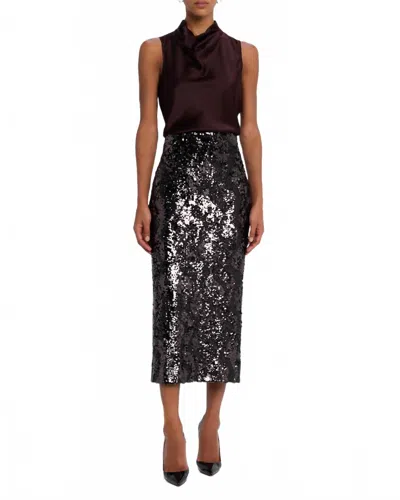 Veronica Beard Koa Sequined Midi Skirt In Dark Currant In Black