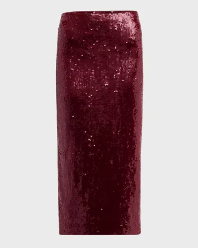 Veronica Beard Koa Sequined Midi Skirt In Wine