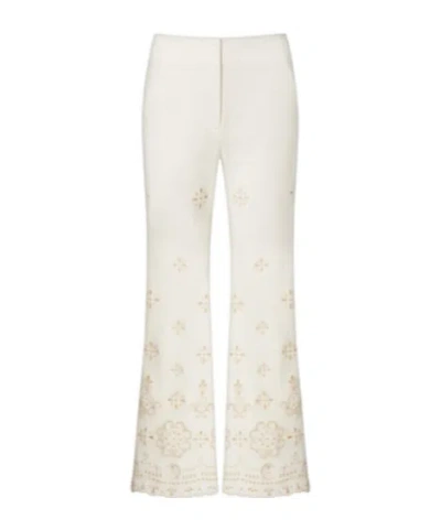 Veronica Beard Komi Eyelet Cotton Twill Flared Pants In Neutral