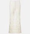 Veronica Beard Komi Embroidered Wide Leg Denim Pants In White