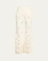 Veronica Beard Komi Embroidered Wide Leg Denim Pants In Neutral