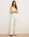 Veronica Beard Komi Embroidered Wide Leg Denim Pants In Gray