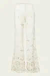 Veronica Beard Komi Embroidered Wide Leg Denim Pants