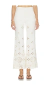 Veronica Beard Komi Embroidered Wide Leg Denim Pants In Neutral