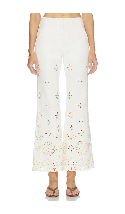 Veronica Beard Komi Eyelet Cotton Twill Flared Pants In Neutral
