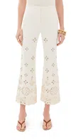 Veronica Beard Komi Embroidered Wide Leg Denim Pants In Multi