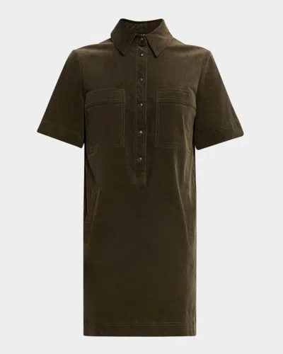 Veronica Beard Koulis Corduroy Shirtdress In Brown