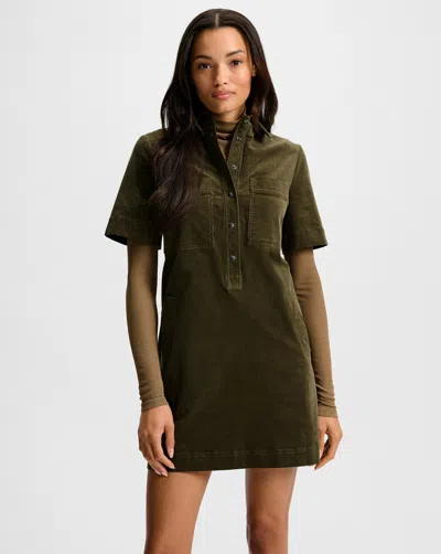 Veronica Beard Koulis Mini Shirtdress In Green