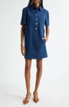 Veronica Beard Koulis Short Sleeve Denim Shirtdress In Blue