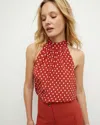 Veronica Beard Kovi Polka-dot Halter Top In Brick Red/ecru