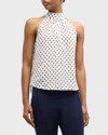 Veronica Beard Kovi Polka-dot Silk-blend Crepe De Chine Top In Ecru/navy