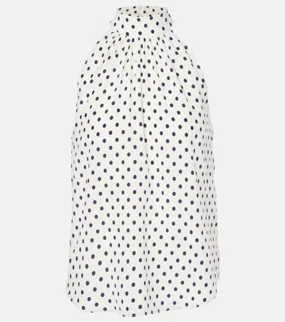 Veronica Beard Kovi Polka-dot Silk-blend Crepe De Chine Top In Off-white