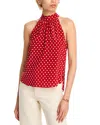 Veronica Beard Kovi Polka-dot Silk-blend Crepe De Chine Top In Burgundy
