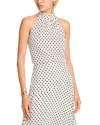 Veronica Beard Kovi Polka-dot Silk-blend Crepe De Chine Top In Ecru/navy