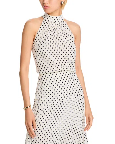 Veronica Beard Kovi Polka Dot Halter Top In Ecru/navy