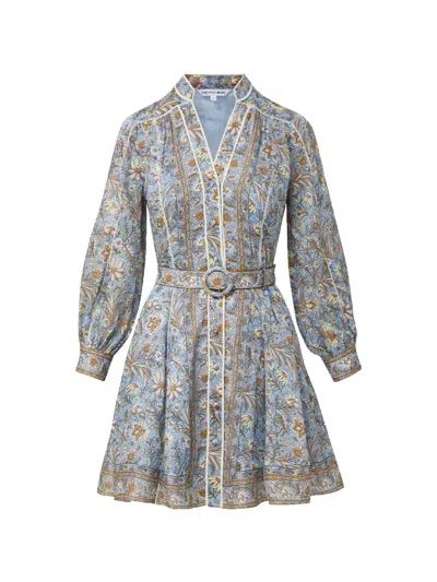 Veronica Beard V-neck Kumar Dress In Blue Jay Multi In Gray