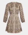 Veronica Beard Kumar Linen Silk Printed Shirt Dress In Multi