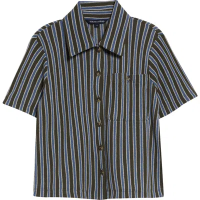 Veronica Beard Kyan Stripe Cotton Blend Knit Button-up Shirt In Multi