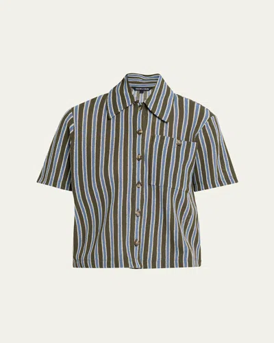 Veronica Beard Kyan Striped Cotton Cardigan In Multi