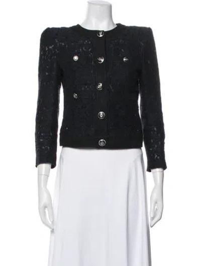 Pre-owned Veronica Beard Lace Pattern Blazer In Black