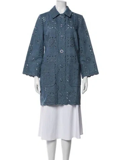 Pre-owned Veronica Beard Lace Pattern Coat W/ Tags In Blue