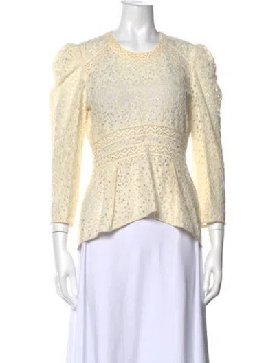 Pre-owned Veronica Beard Lace Pattern Crew Neck Blouse In Neutral