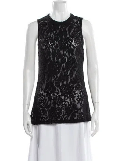 Pre-owned Veronica Beard Lace Pattern Crew Neck Top In Blue