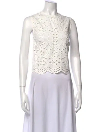 Pre-owned Veronica Beard Lace Pattern Crew Neck Top In Neutral