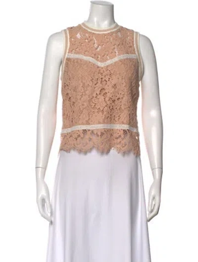 Pre-owned Veronica Beard Lace Pattern Crew Neck Top In Pink