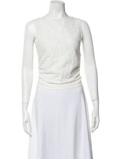 Pre-owned Veronica Beard Lace Pattern Crew Neck Top In White