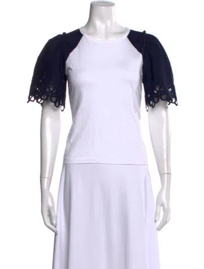 Pre-owned Veronica Beard Lace Pattern Crew Neck T-shirt In Multi