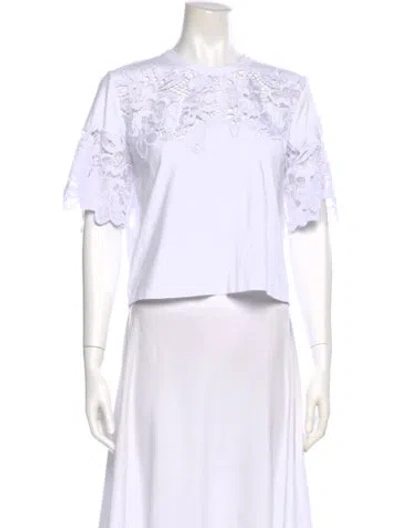 Pre-owned Veronica Beard Lace Pattern Crew Neck T-shirt In White