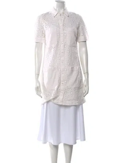 Pre-owned Veronica Beard Lace Pattern Knee-length Dress In White