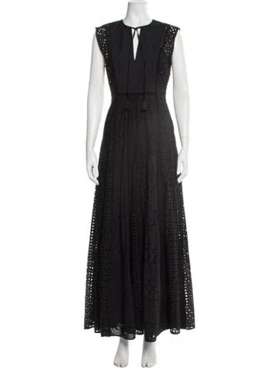 Pre-owned Veronica Beard Lace Pattern Long Dress In Black