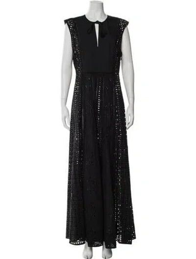 Pre-owned Veronica Beard Lace Pattern Long Dress In Black
