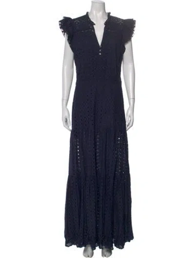 Pre-owned Veronica Beard Lace Pattern Long Dress In Blue