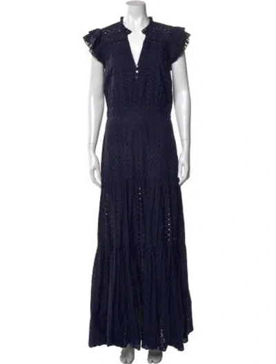 Pre-owned Veronica Beard Lace Pattern Long Dress In Blue