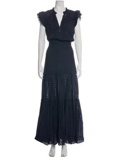 Pre-owned Veronica Beard Lace Pattern Long Dress In Blue