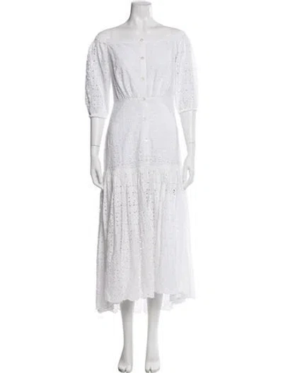 Pre-owned Veronica Beard Lace Pattern Long Dress In White