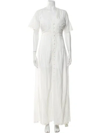 Pre-owned Veronica Beard Lace Pattern Long Dress In White