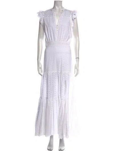 Pre-owned Veronica Beard Lace Pattern Long Dress In White