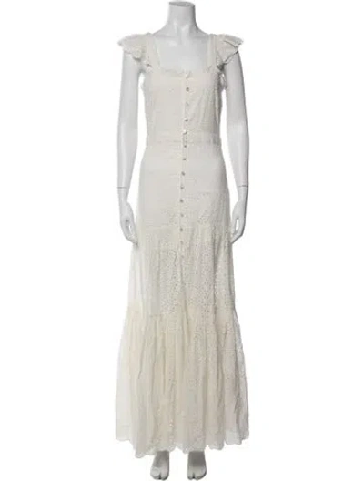 Pre-owned Veronica Beard Lace Pattern Long Dress In White