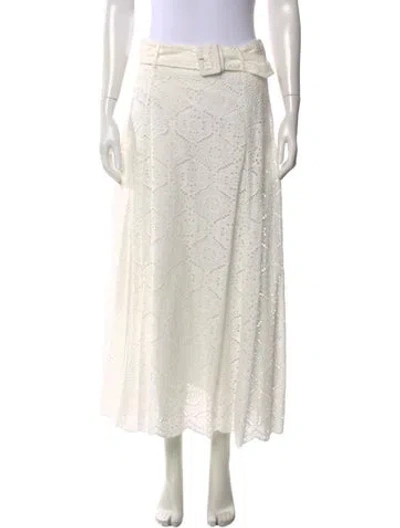 Pre-owned Veronica Beard Lace Pattern Long Skirt In White