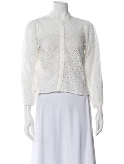 Pre-owned Veronica Beard Lace Pattern Long Sleeve Blouse In Neutral