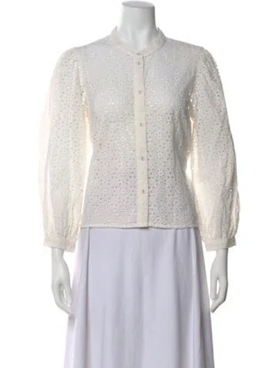 Pre-owned Veronica Beard Lace Pattern Long Sleeve Blouse In Neutral