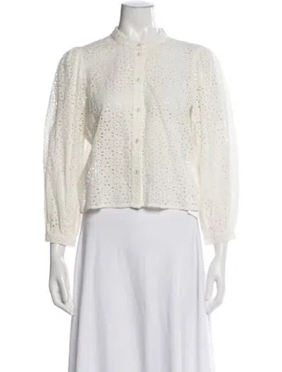Pre-owned Veronica Beard Lace Pattern Long Sleeve Blouse In Neutrals