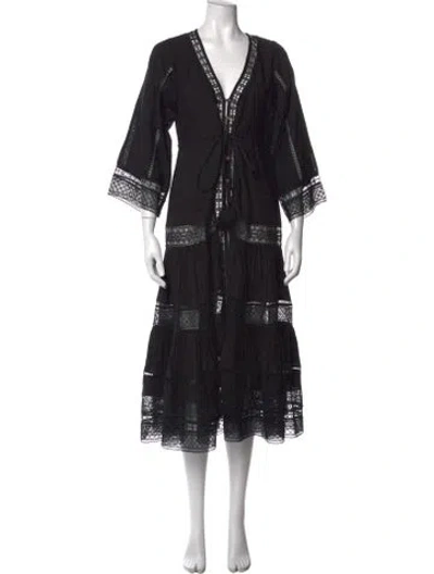 Pre-owned Veronica Beard Lace Pattern Midi Length Dress In Black